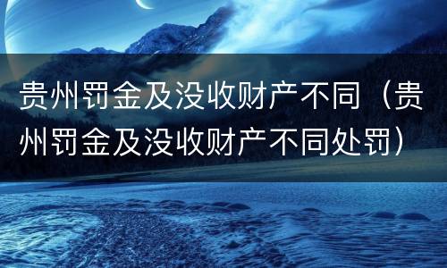 贵州罚金及没收财产不同（贵州罚金及没收财产不同处罚）