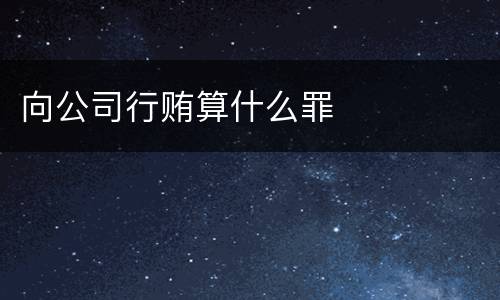 向公司行贿算什么罪