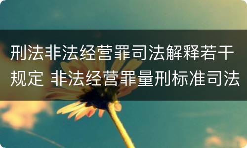 刑法非法经营罪司法解释若干规定 非法经营罪量刑标准司法解释