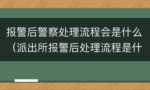 报警后警察处理流程会是什么（派出所报警后处理流程是什么）