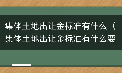 集体土地出让金标准有什么（集体土地出让金标准有什么要求）