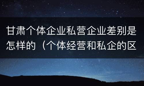 甘肃个体企业私营企业差别是怎样的（个体经营和私企的区别）