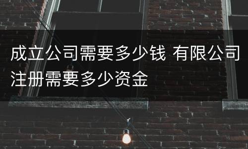 成立公司需要多少钱 有限公司注册需要多少资金