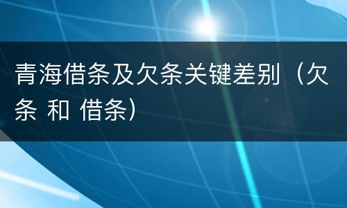 青海借条及欠条关键差别（欠条 和 借条）