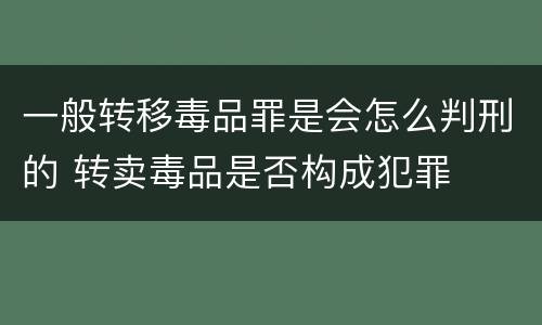 一般转移毒品罪是会怎么判刑的 转卖毒品是否构成犯罪