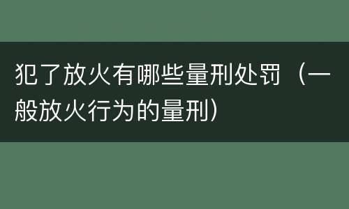 犯了放火有哪些量刑处罚（一般放火行为的量刑）