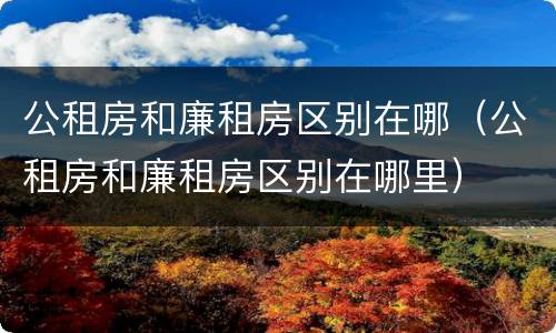 公租房和廉租房区别在哪（公租房和廉租房区别在哪里）