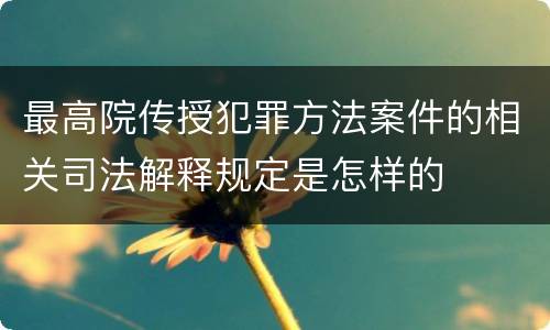 最高院传授犯罪方法案件的相关司法解释规定是怎样的