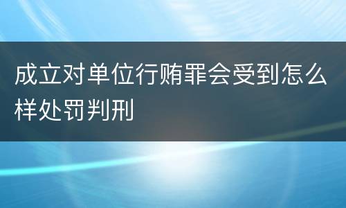 成立对单位行贿罪会受到怎么样处罚判刑