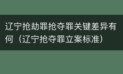 辽宁抢劫罪抢夺罪关键差异有何（辽宁抢夺罪立案标准）