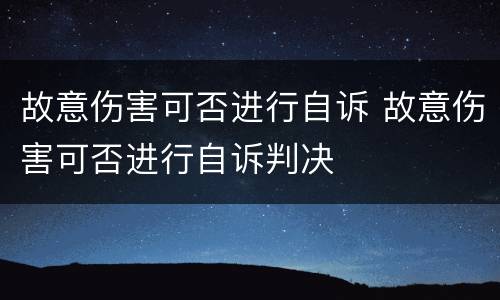 故意伤害可否进行自诉 故意伤害可否进行自诉判决