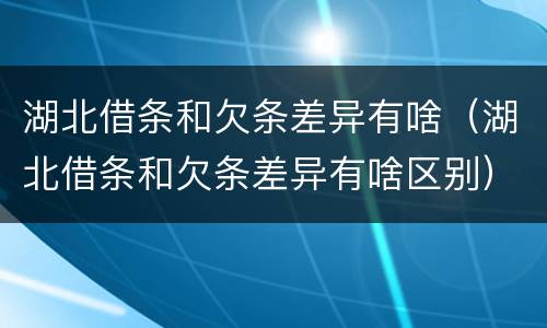 湖北借条和欠条差异有啥（湖北借条和欠条差异有啥区别）