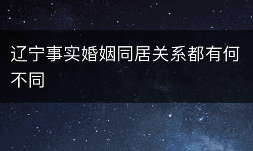 辽宁事实婚姻同居关系都有何不同