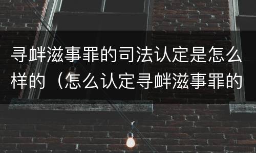 寻衅滋事罪的司法认定是怎么样的（怎么认定寻衅滋事罪的认定）