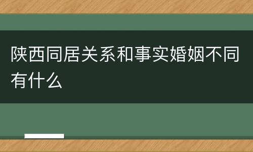 陕西同居关系和事实婚姻不同有什么