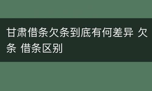 甘肃借条欠条到底有何差异 欠条 借条区别