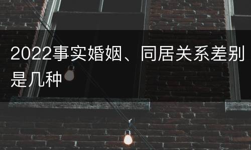 2022事实婚姻、同居关系差别是几种