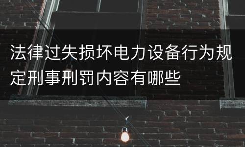 法律过失损坏电力设备行为规定刑事刑罚内容有哪些