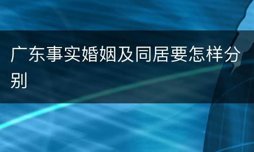 广东事实婚姻及同居要怎样分别