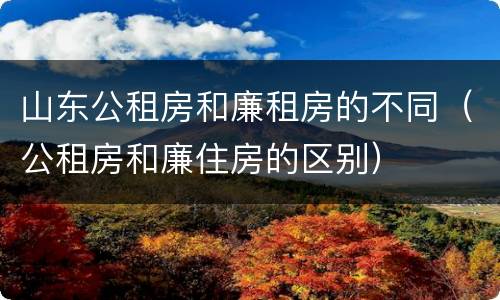 山东公租房和廉租房的不同（公租房和廉住房的区别）