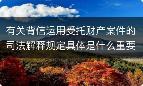 有关背信运用受托财产案件的司法解释规定具体是什么重要内容