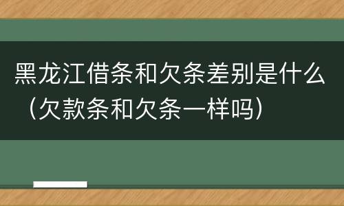 黑龙江借条和欠条差别是什么（欠款条和欠条一样吗）