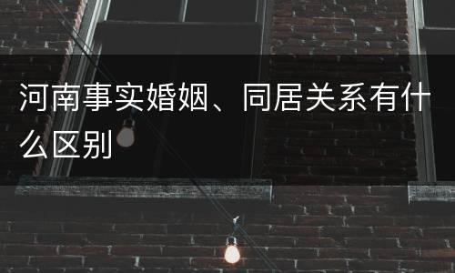 河南事实婚姻、同居关系有什么区别