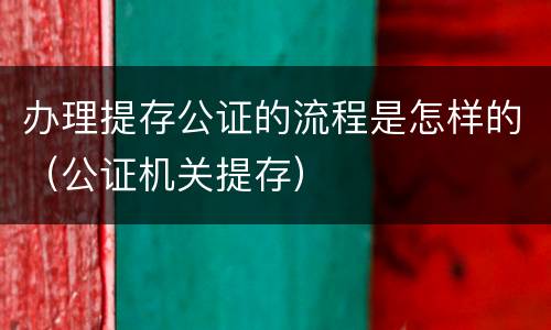 办理提存公证的流程是怎样的（公证机关提存）