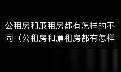 公租房和廉租房都有怎样的不同（公租房和廉租房都有怎样的不同地方）