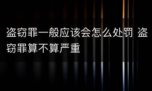 盗窃罪一般应该会怎么处罚 盗窃罪算不算严重