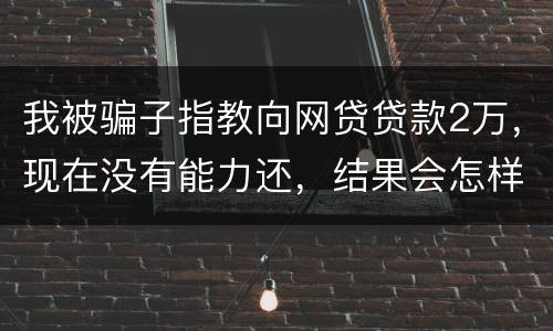 我被骗子指教向网贷贷款2万，现在没有能力还，结果会怎样