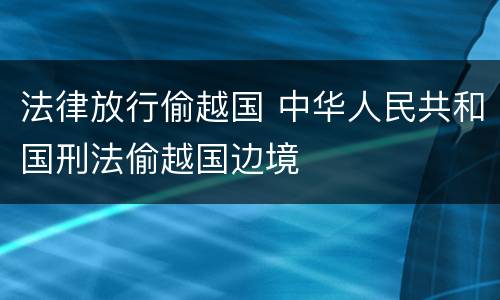 法律放行偷越国 中华人民共和国刑法偷越国边境