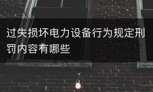 过失损坏电力设备行为规定刑罚内容有哪些