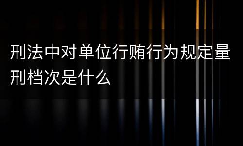 刑法中对单位行贿行为规定量刑档次是什么