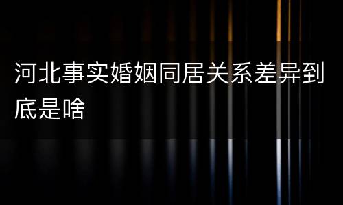 河北事实婚姻同居关系差异到底是啥