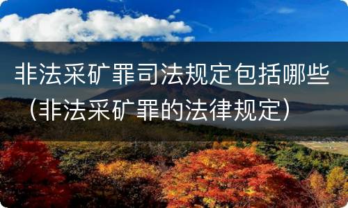 非法采矿罪司法规定包括哪些（非法采矿罪的法律规定）