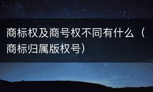 商标权及商号权不同有什么（商标归属版权号）