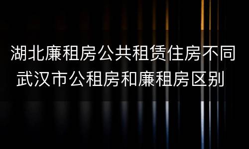 湖北廉租房公共租赁住房不同 武汉市公租房和廉租房区别