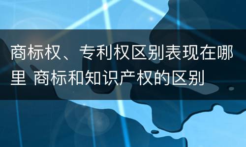 商标权、专利权区别表现在哪里 商标和知识产权的区别