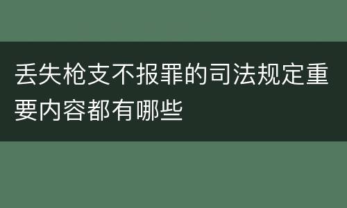 丢失枪支不报罪的司法规定重要内容都有哪些