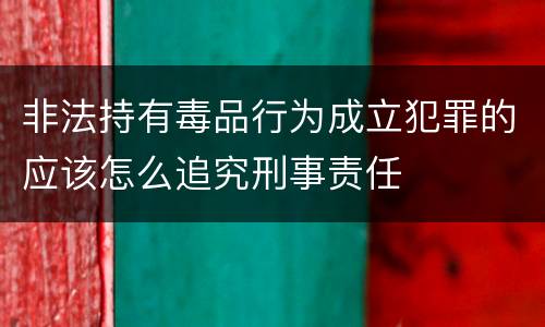 非法持有毒品行为成立犯罪的应该怎么追究刑事责任