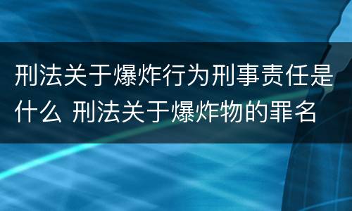 刑法关于爆炸行为刑事责任是什么 刑法关于爆炸物的罪名