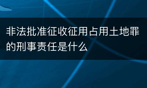 非法批准征收征用占用土地罪的刑事责任是什么