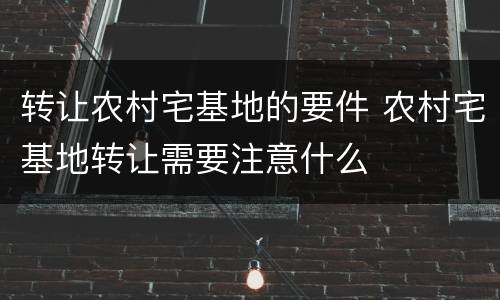 转让农村宅基地的要件 农村宅基地转让需要注意什么