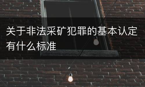 关于非法采矿犯罪的基本认定有什么标准