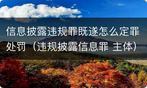 信息披露违规罪既遂怎么定罪处罚（违规披露信息罪 主体）