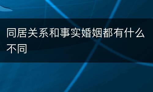 同居关系和事实婚姻都有什么不同