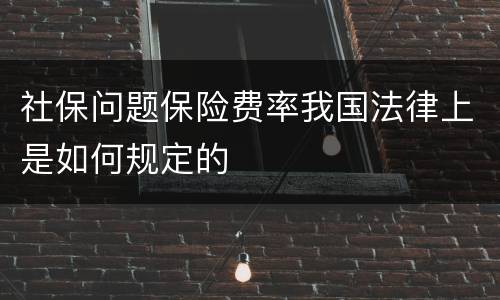 社保问题保险费率我国法律上是如何规定的