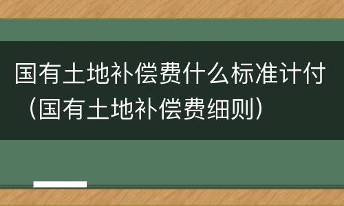 国有土地补偿费什么标准计付（国有土地补偿费细则）