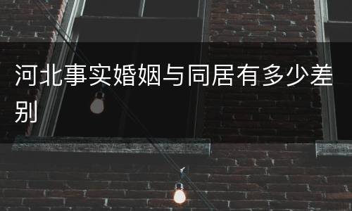 河北事实婚姻与同居有多少差别